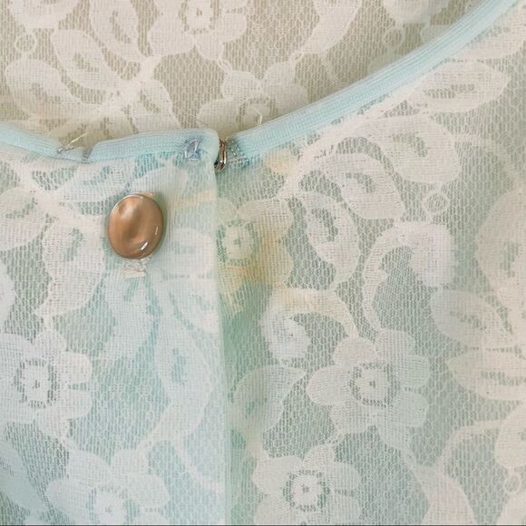 Vintage Union Made Baby Blue Sheer Lace Lingerie Robe - Picture 4 of 6